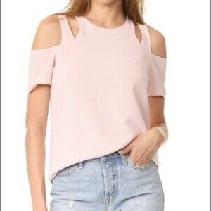 Cooper & Ella Women's Top Size L Zipper Light Dusty Pink Cold-Shoulder Polyester
